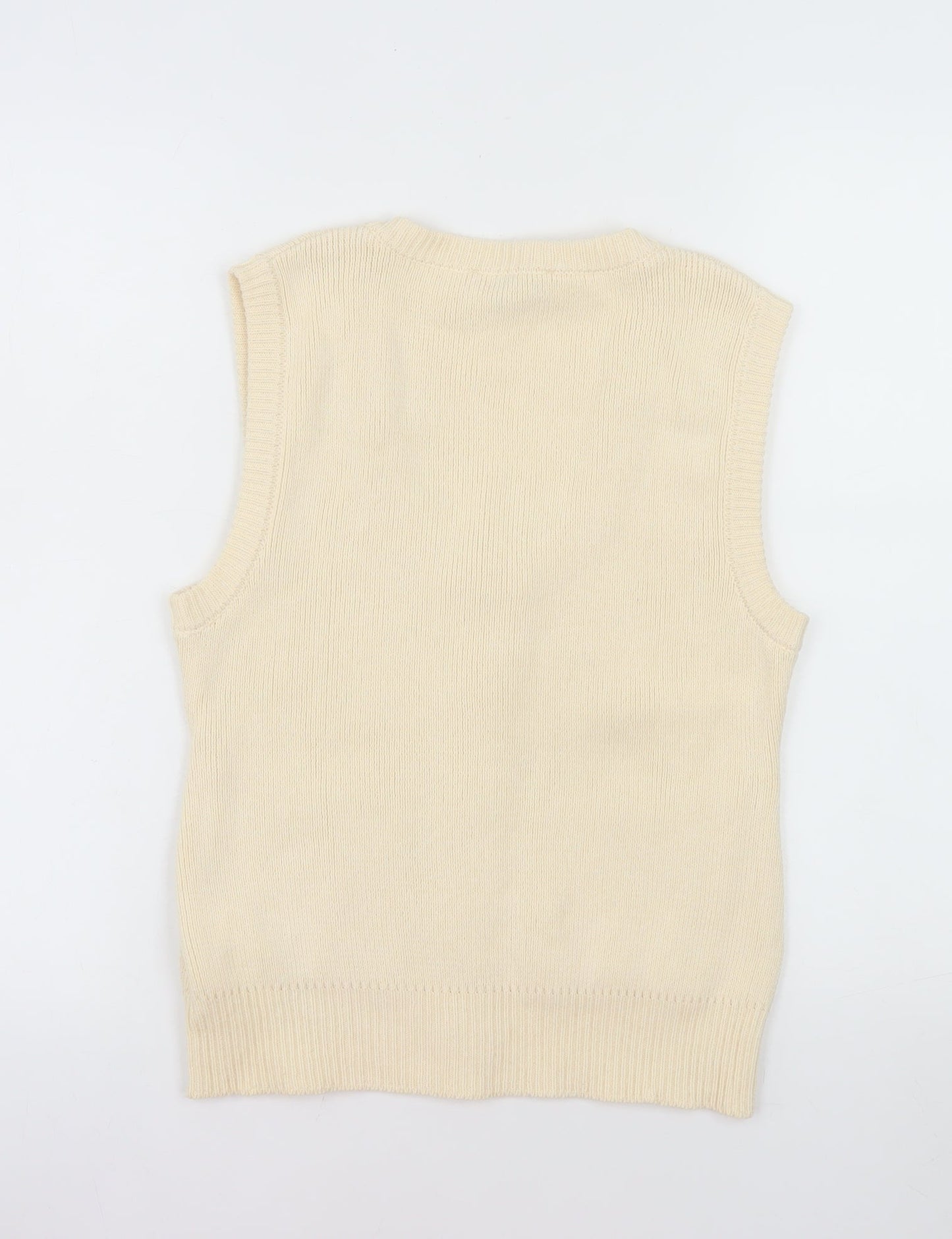 ZARA Women Beige Sleeveless Cardigan Knit Button S