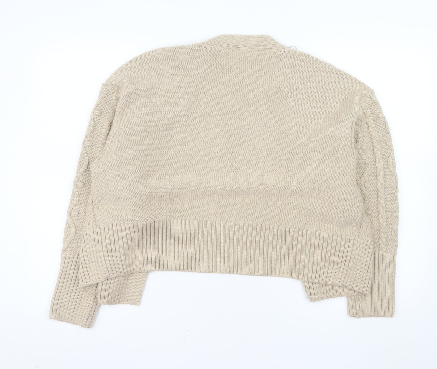 River Island Women’s Beige Cable-Knit Open Cardigan M