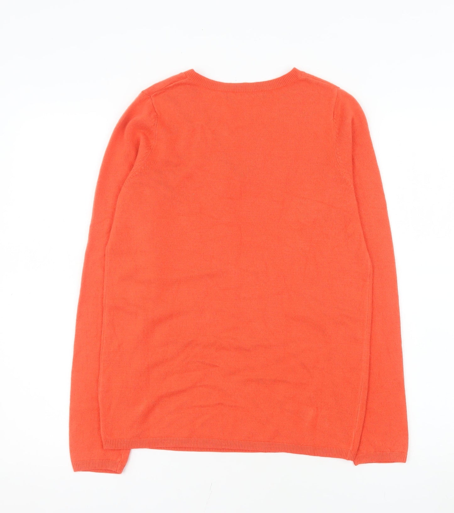 Marks and Spencer Women Orange V-Neck Long Sleeve Pullover Jumper Size 10
