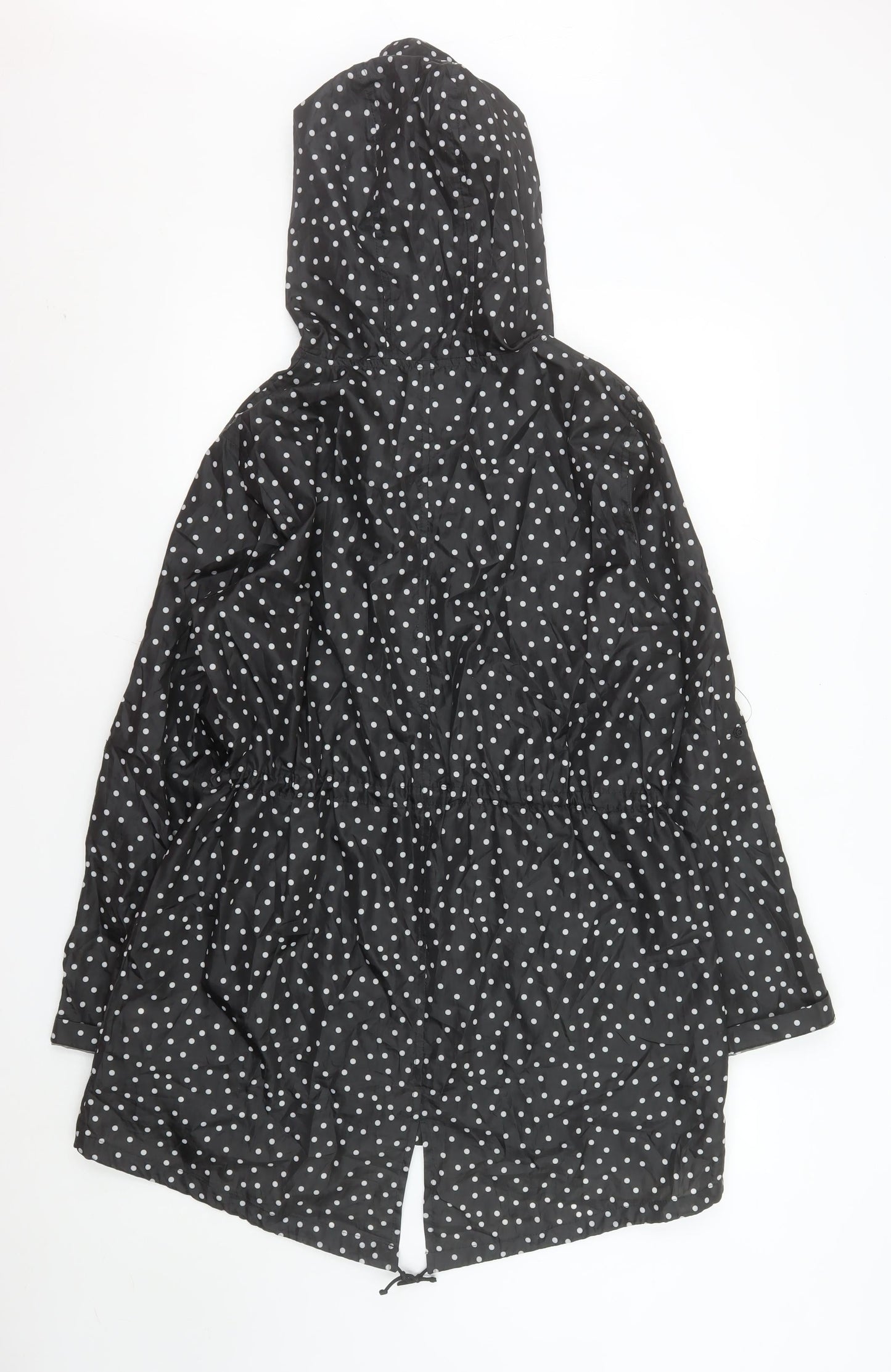 Raindrops by Finesse Women’s Black Polka Dot Rain Coat Jacket Size S