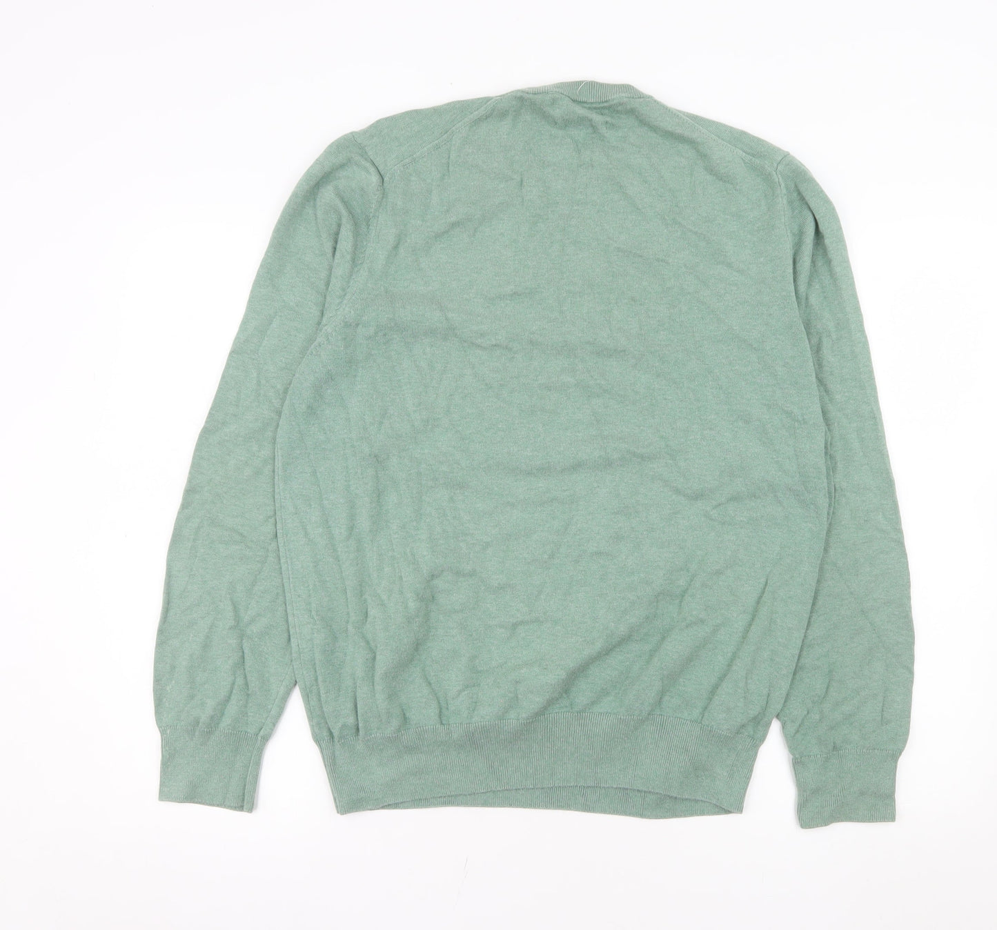 Marks and Spencer Men's Green Cotton Crew Neck Jumper XL