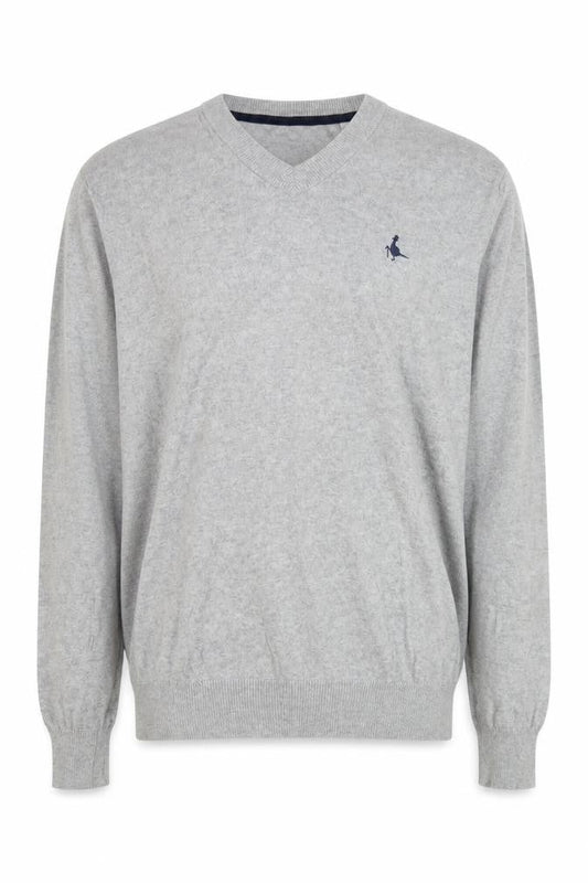 Jack Wills Men’s Grey V-Neck Cotton Cashmere Pullover Jumper L