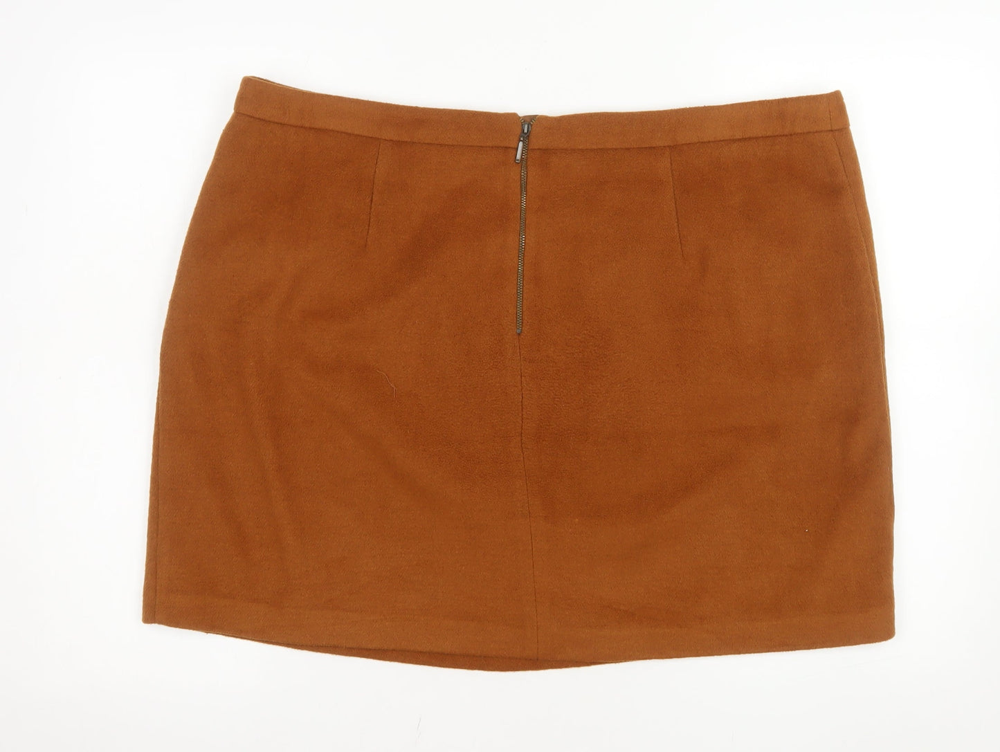 George Women Brown Short Pencil Skirt Size 20 Lined Zip Workwear