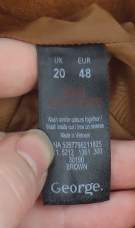 George Women Brown Short Pencil Skirt Size 20 Lined Zip Workwear