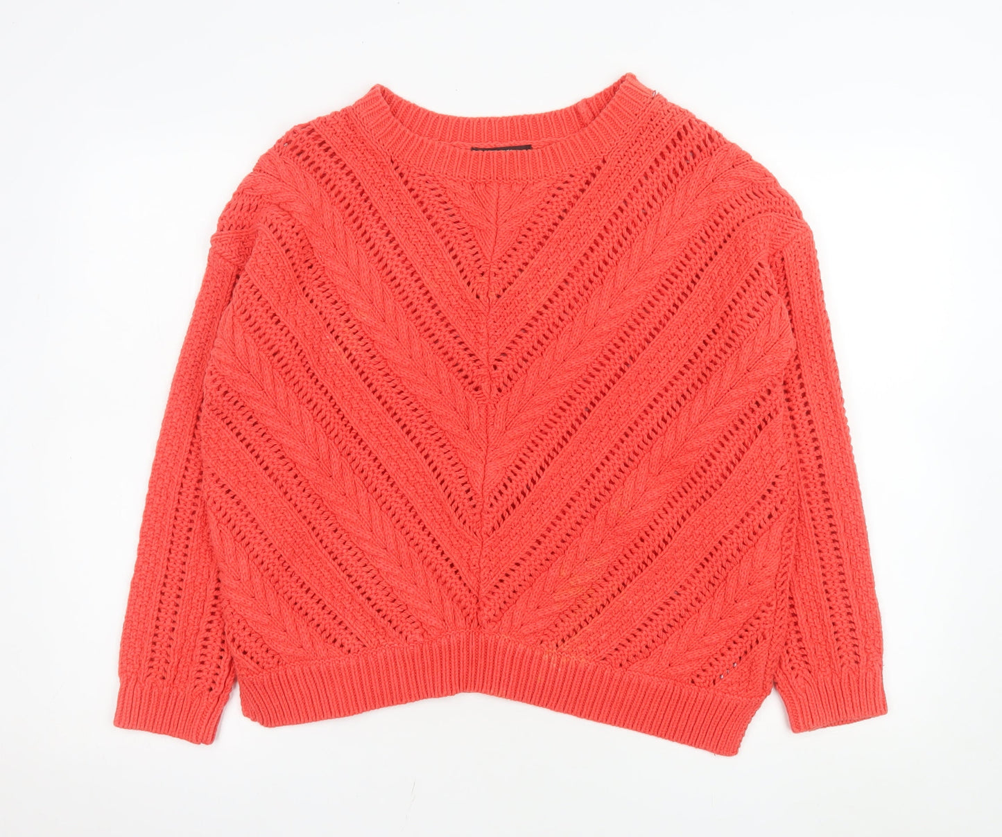 George Women’s Coral Open Knit Cotton Blend Jumper Size 20