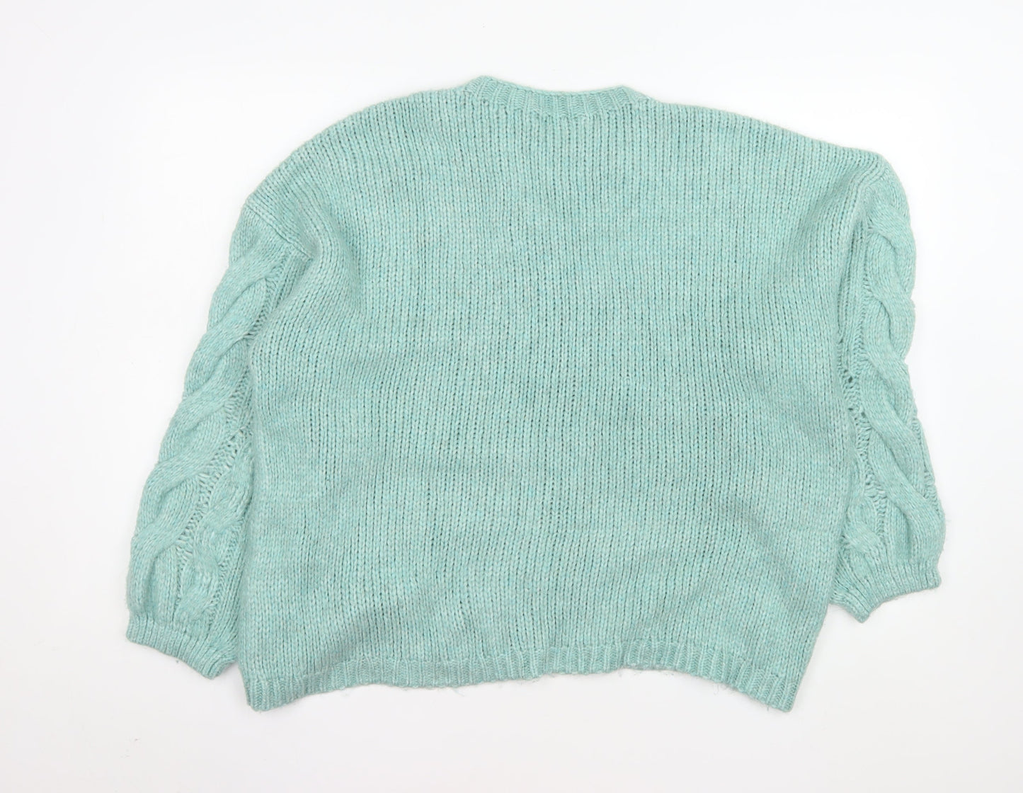 F&F Women’s Green Cable-Knit Jumper Size 16 Crew Neck Knitwear