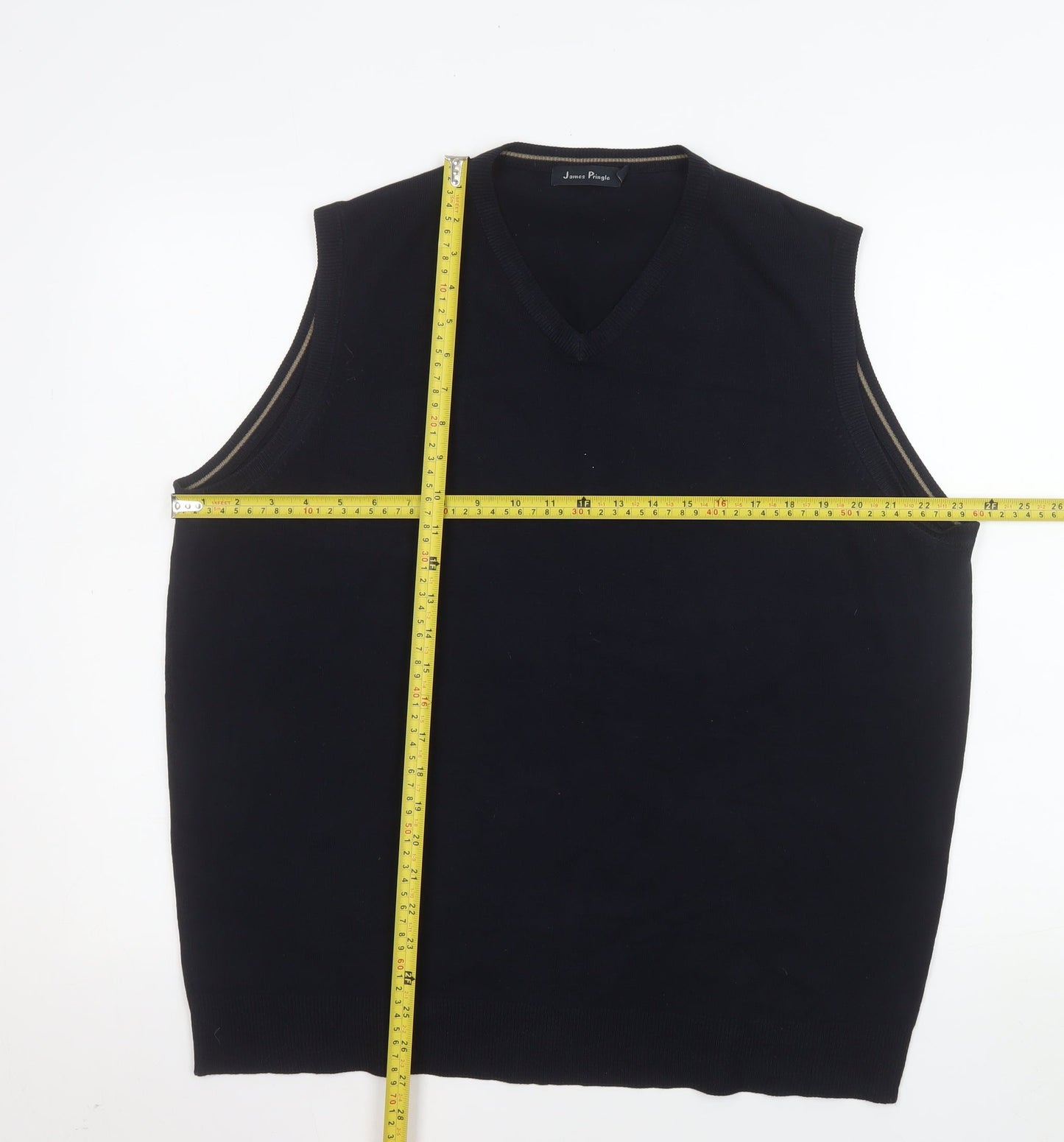 James Pringle Men's Black Acrylic V-Neck Sleeveless Vest L