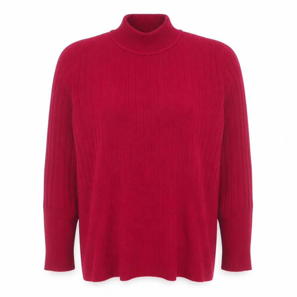 Marks & Spencer Women's Red Roll Neck Ribbed Knit Jumper Size 18