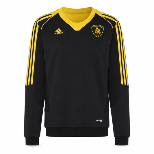 Front view of Adidas Men’s Black Yellow Beeston Pullover Sports Sweatshirt S