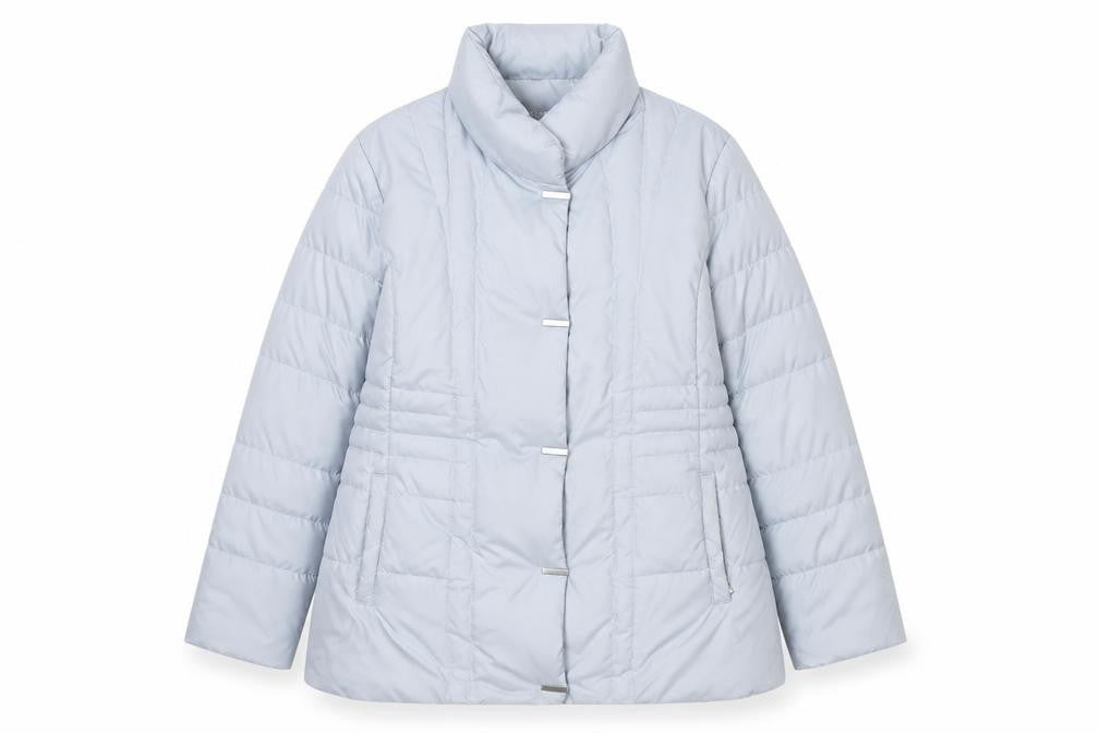 Viyella Women's Grey L Puffer Jacket Mid-Length Quilted Winter Coat