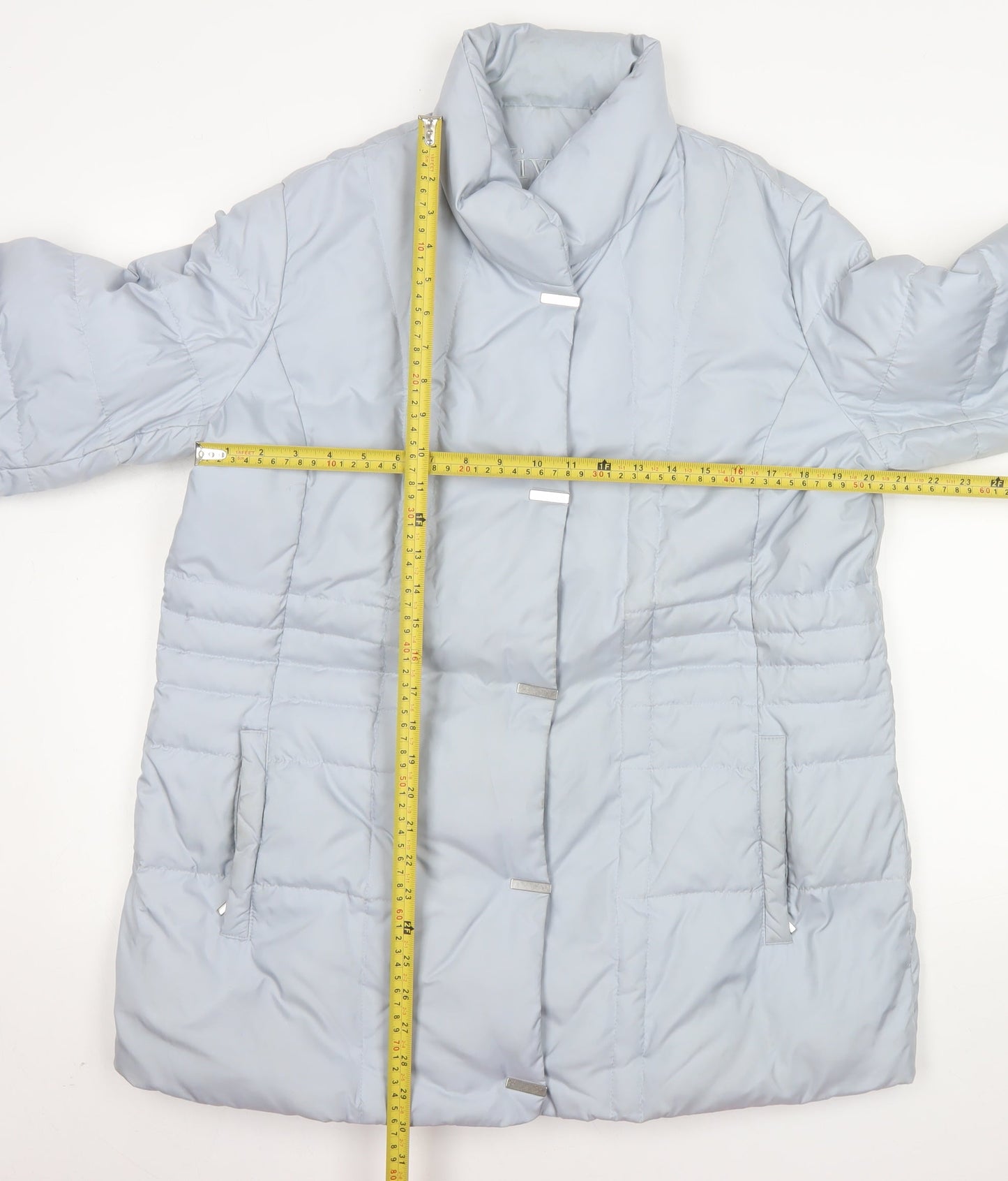 Viyella Women's Grey L Puffer Jacket Mid-Length Quilted Winter Coat