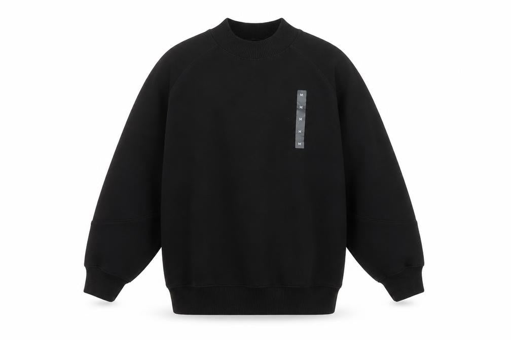 Pull&Bear Men's Black Medium Pullover Sweatshirt Crew Neck