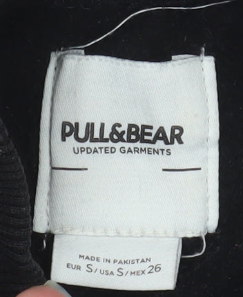 Pull&Bear Men's Black Medium Pullover Sweatshirt Crew Neck