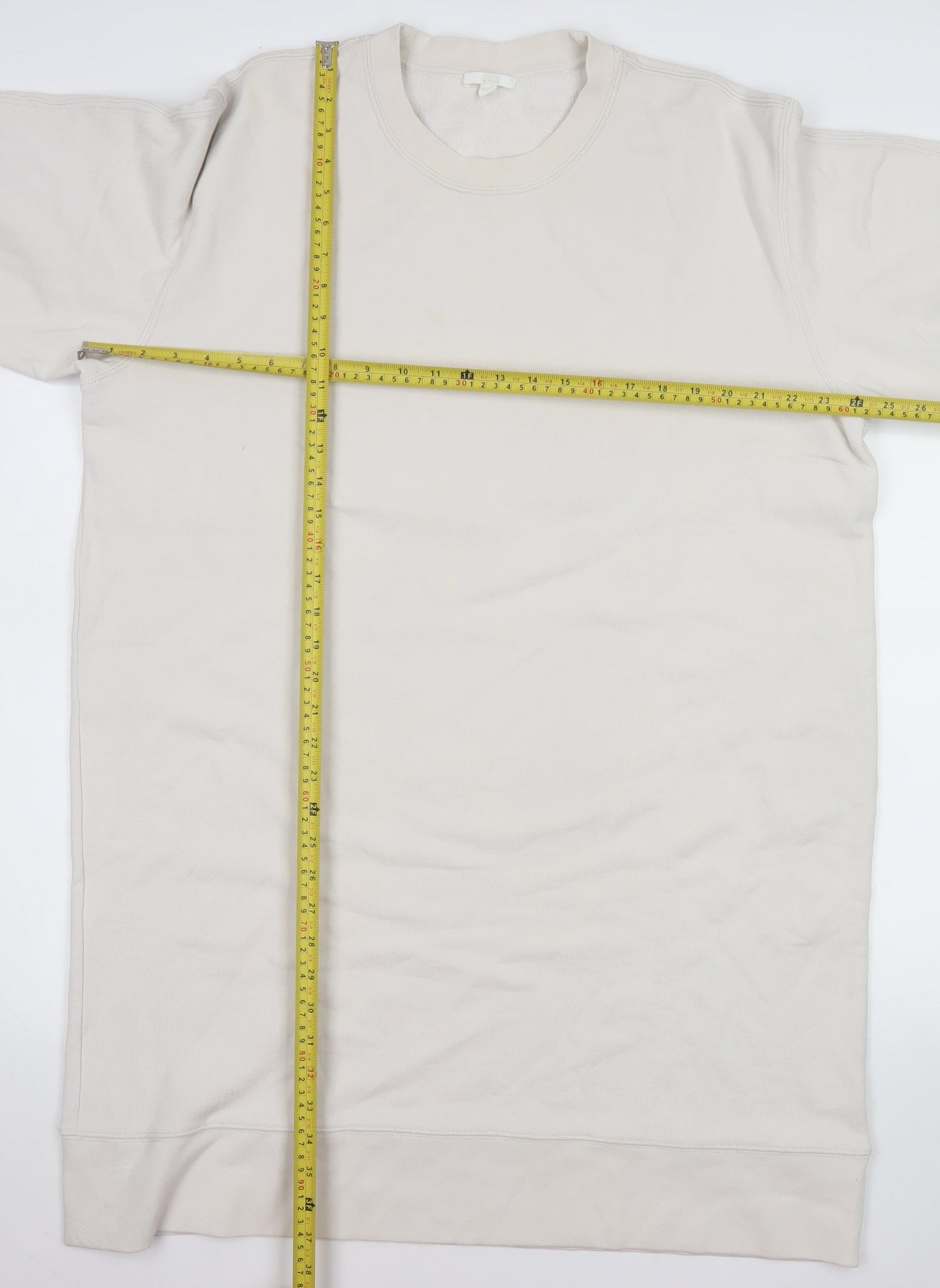 COS Women Ivory Cotton Long Sleeve T-Shirt Dress Size 14