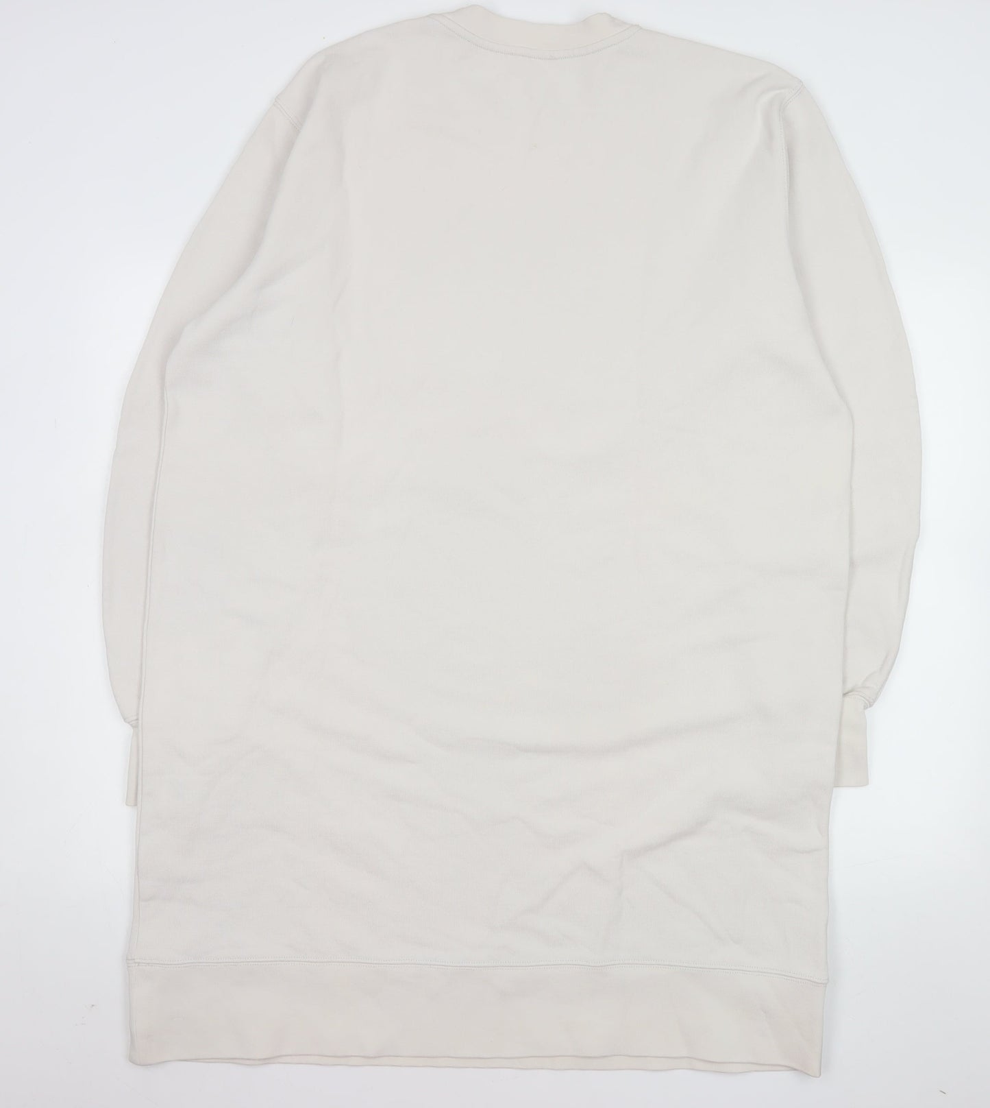 COS Women Ivory Cotton Long Sleeve T-Shirt Dress Size 14
