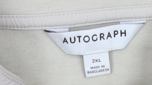 Marks and Spencer Men’s Beige 2XL 1/4 Zip Mock Neck Sweatshirt