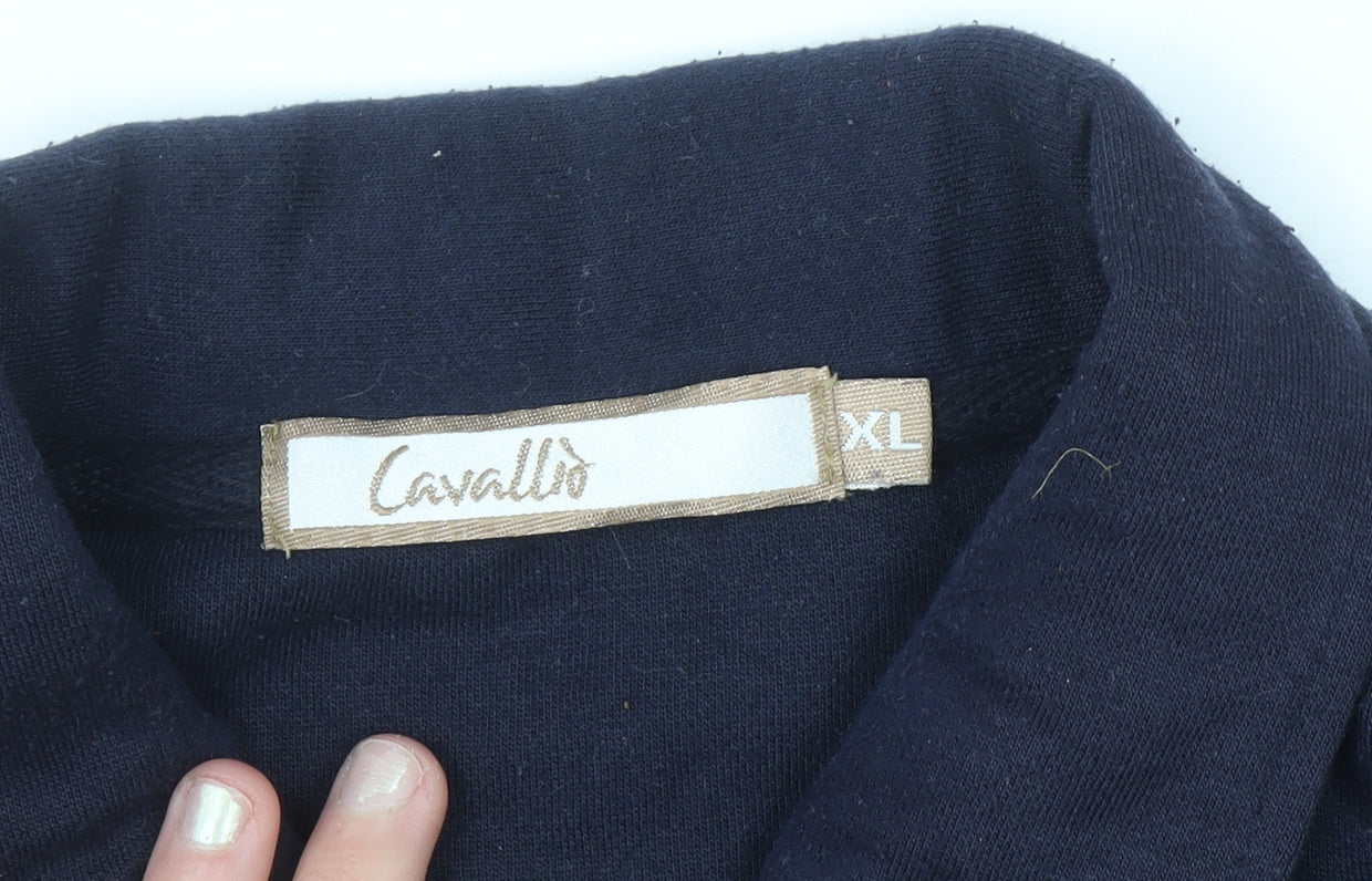 Cavallo Men's Blue Full Zip Collared Striped Sweatshirt XL
