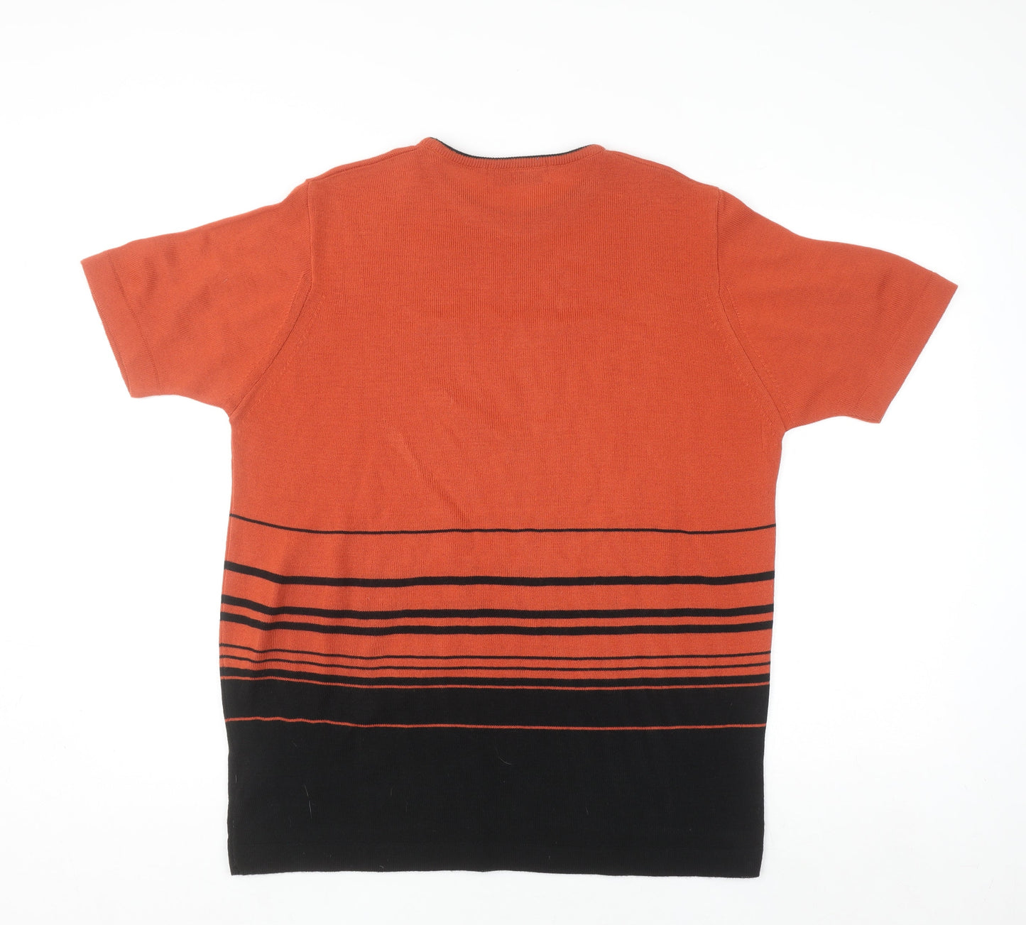 Berkertex Womens Orange Black Striped Knit T-Shirt Size 16
