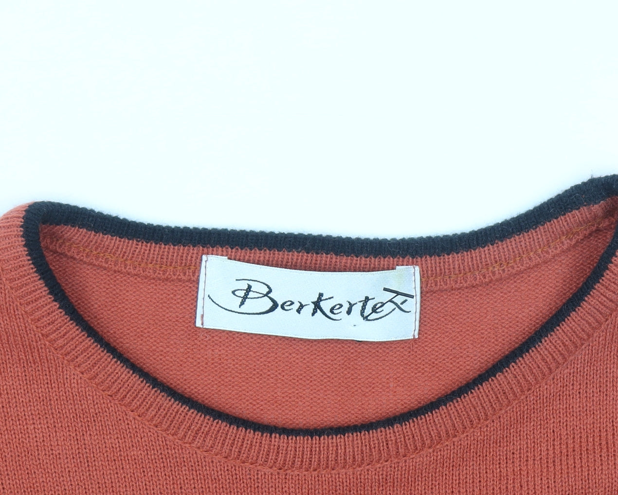 Berkertex Womens Orange Black Striped Knit T-Shirt Size 16
