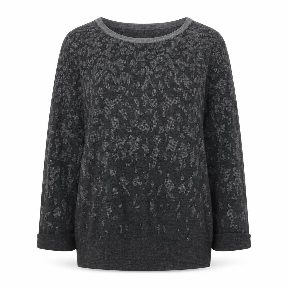 Jigsaw Women's Grey Animal Print Wool Jumper Size M