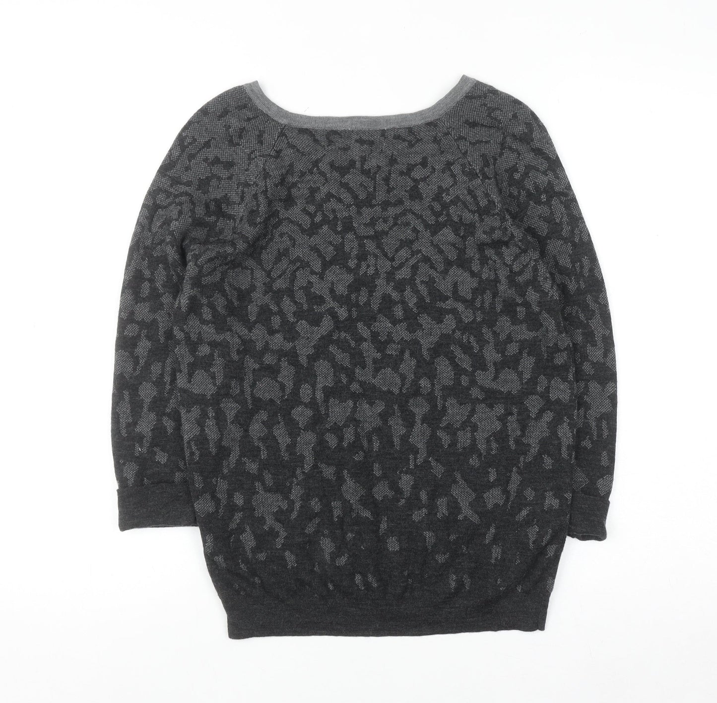 Jigsaw Women's Grey Animal Print Wool Jumper Size M