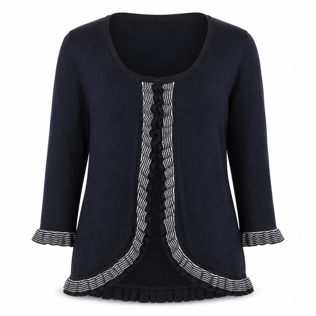 Marks & Spencer Per Una Women's Black Size 16 Ruffle Edge Knit Cardigan