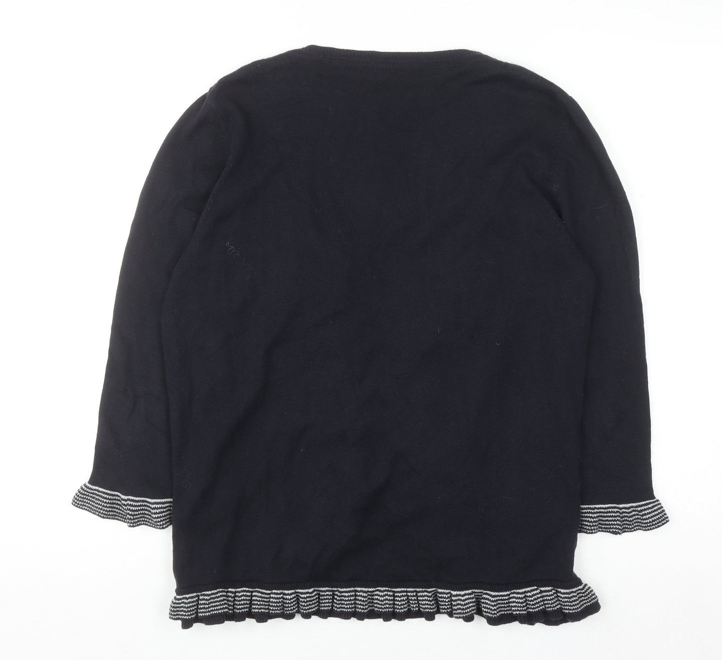 Marks and Spencer Per Una Women's Black Size 16 Ruffle Edge Knit Cardigan
