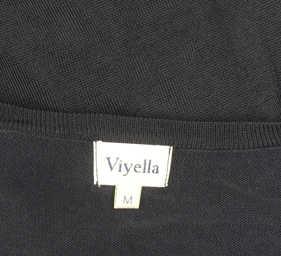 Viyella Women's Black Beaded V-Neck Cardigan Size M