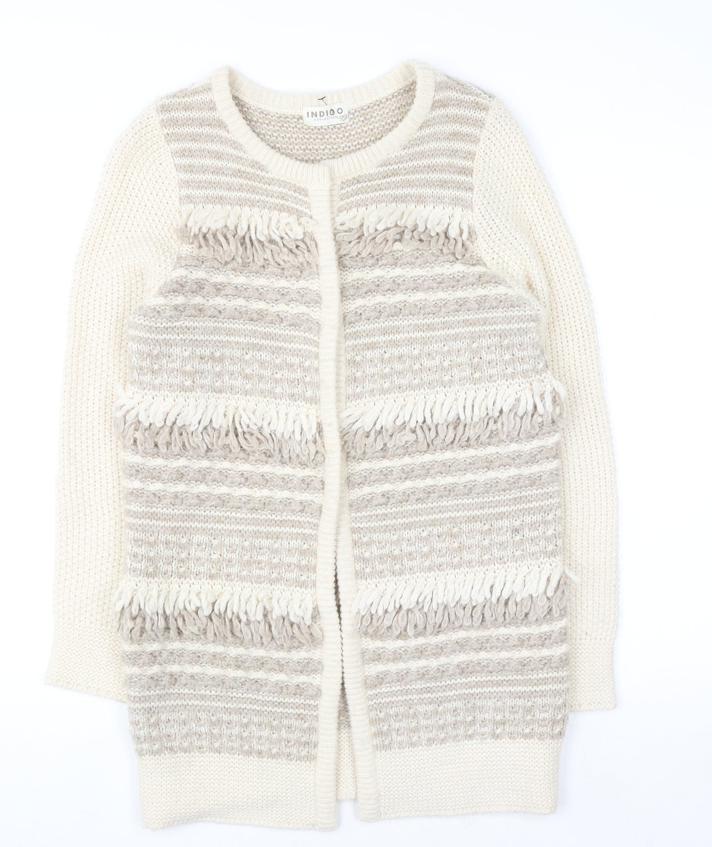 Marks and Spencer Women’s Beige Knit Fringe Cardigan Size 10