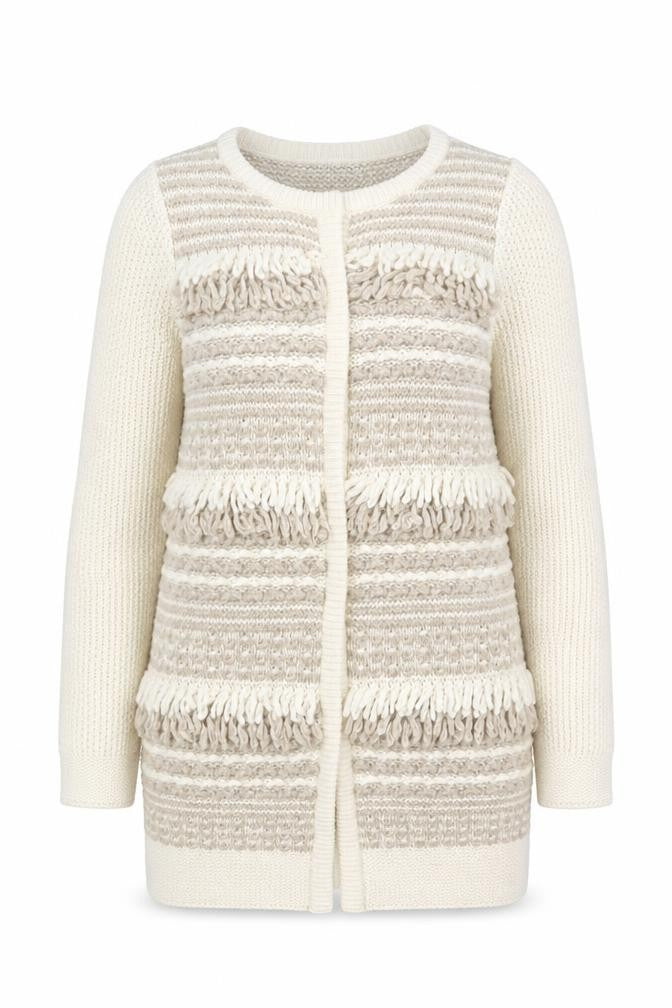 Marks & Spencer Women’s Beige Knit Fringe Cardigan Size 10