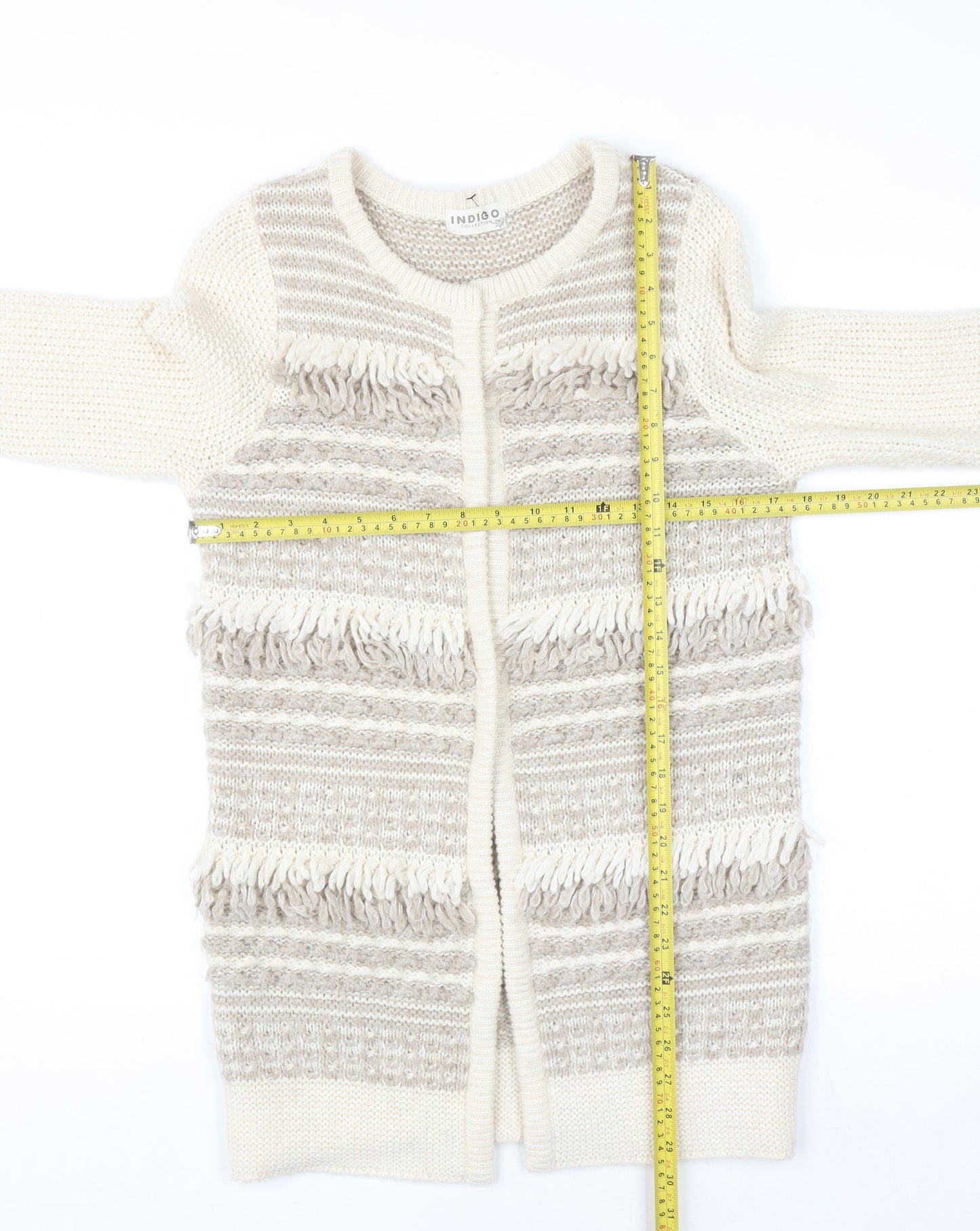 Marks and Spencer Women’s Beige Knit Fringe Cardigan Size 10