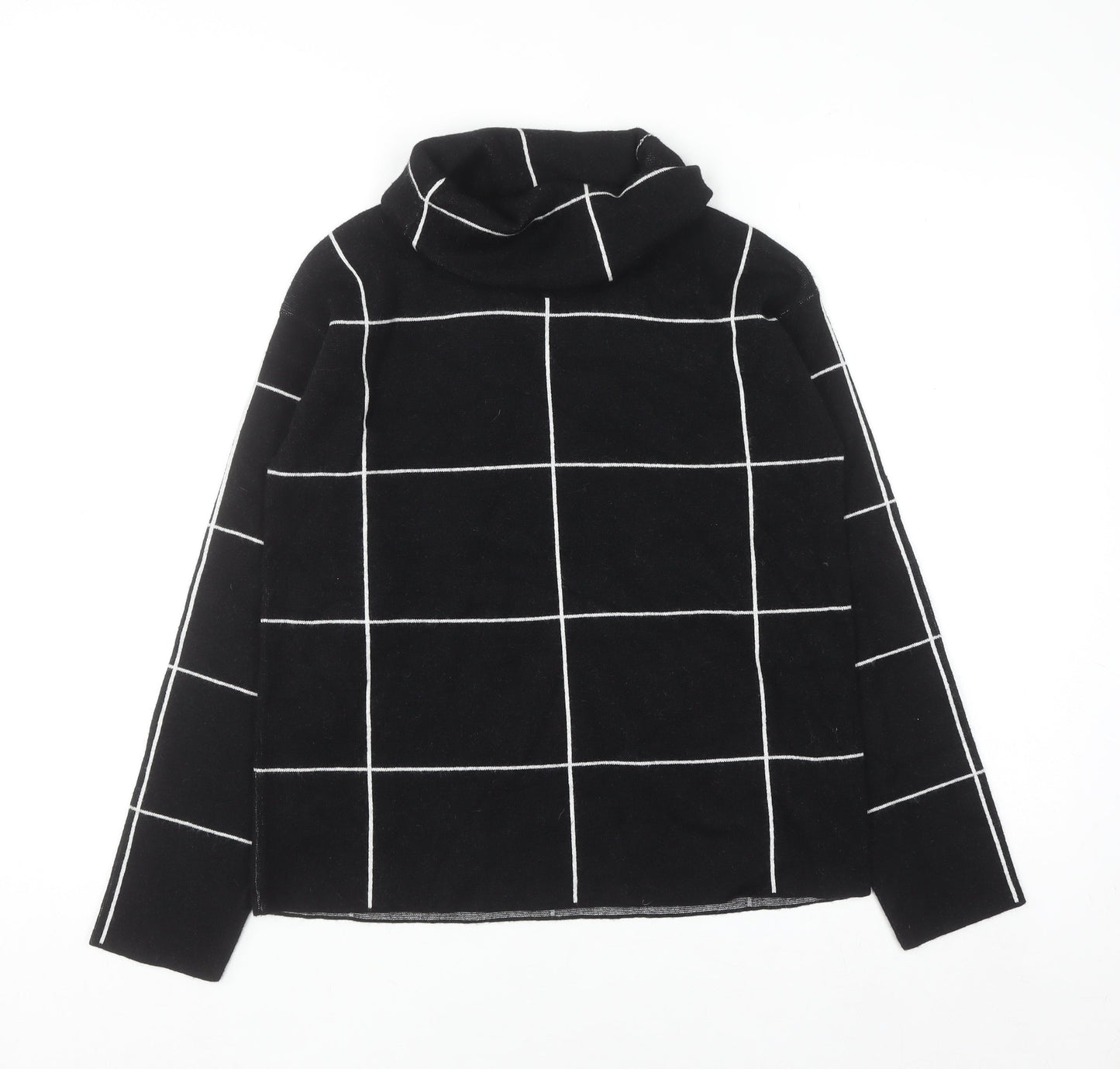 Betty Barclay Women's Black Roll Neck Checked Knit Jumper Size 10