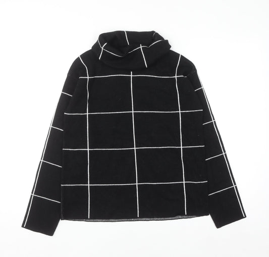Betty Barclay Women's Black Roll Neck Checked Knit Jumper Size 10