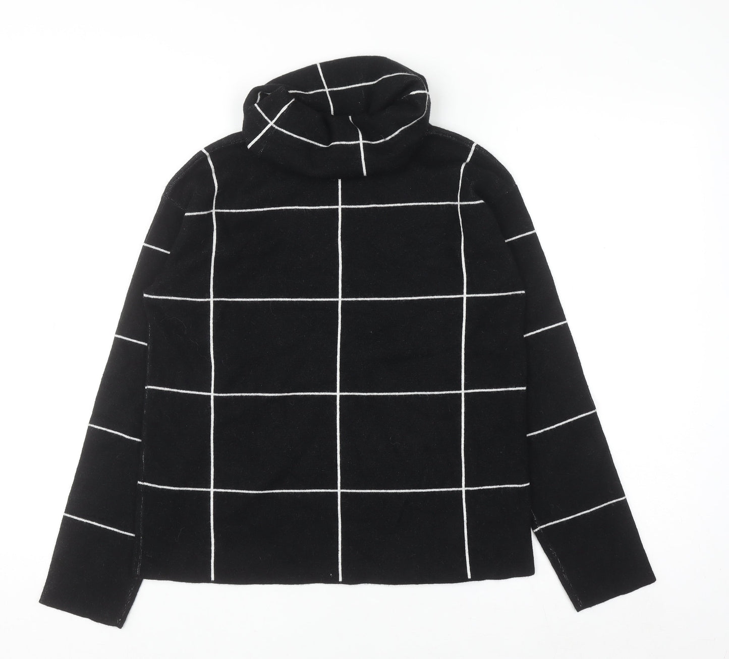 Betty Barclay Women's Black Roll Neck Checked Knit Jumper Size 10