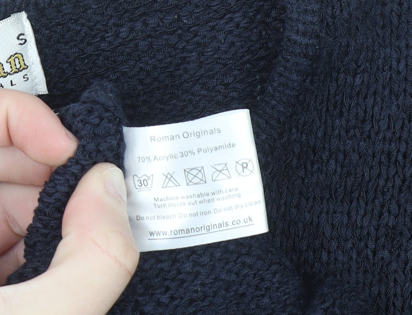 Roman Originals Women's Blue Knit Cardigan Size S Long Sleeve
