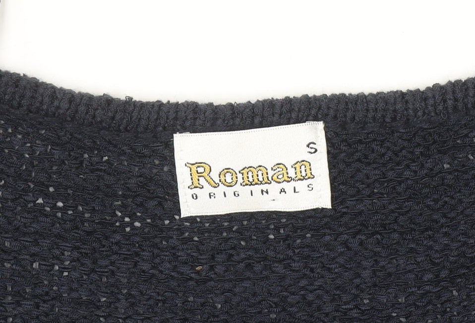 Roman Originals Women's Blue Knit Cardigan Size S Long Sleeve
