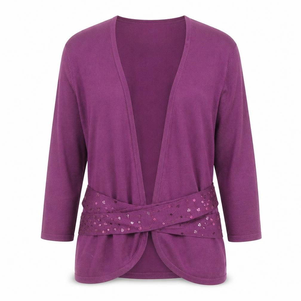 Kaliko Women's Purple Sequin Trim Cardigan Size 14