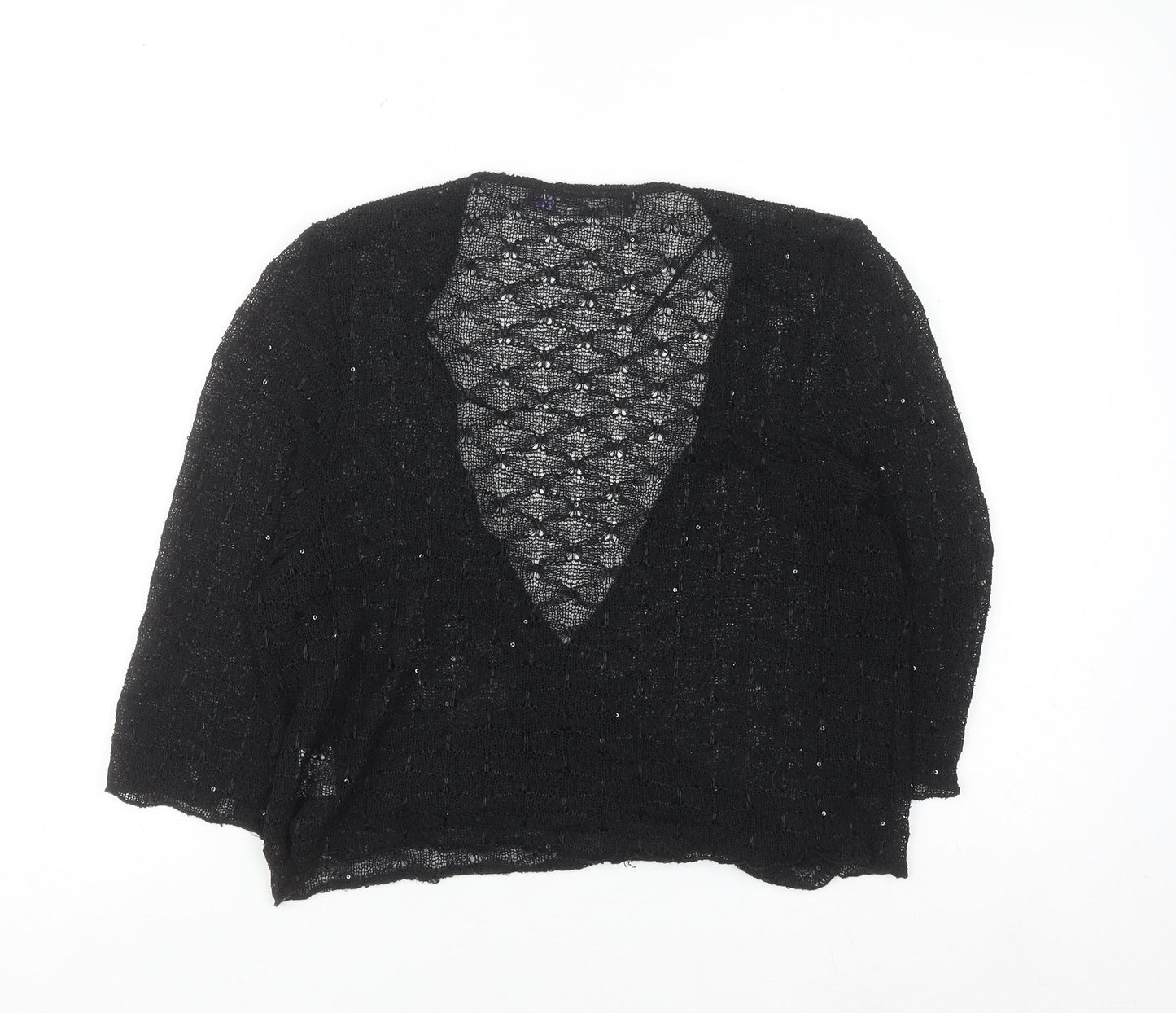 Autonomy Women's Black Sequin Wrap Cardigan L
