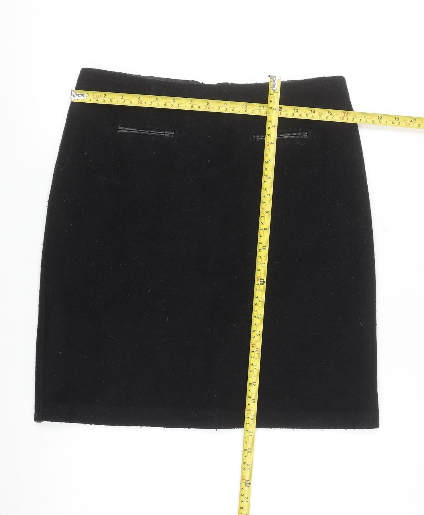 Marks and Spencer Women Black Wool Blend Pencil Skirt Size 10