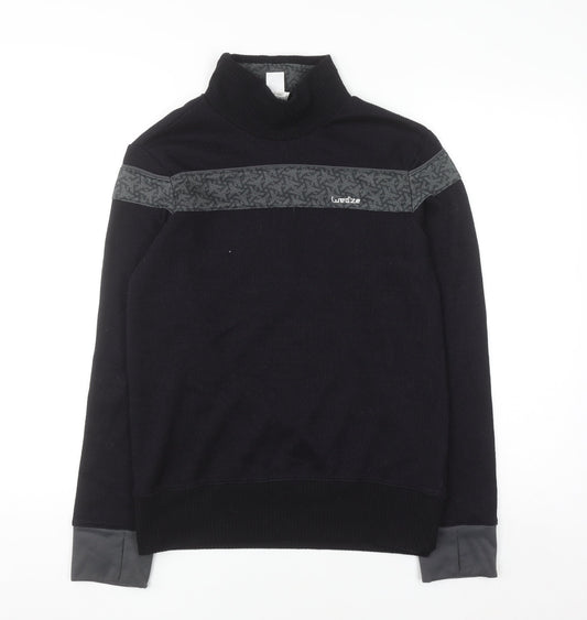 Wed'ze Men's Black High Neck Thermal Pullover Jumper Size M