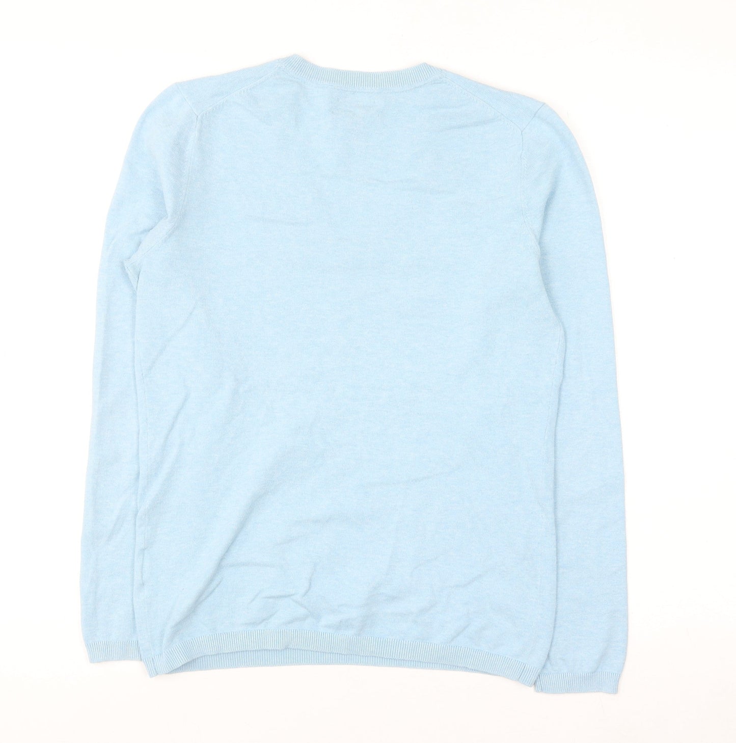 Tommy Hilfiger Men's Blue V-Neck Cotton Pullover Jumper M