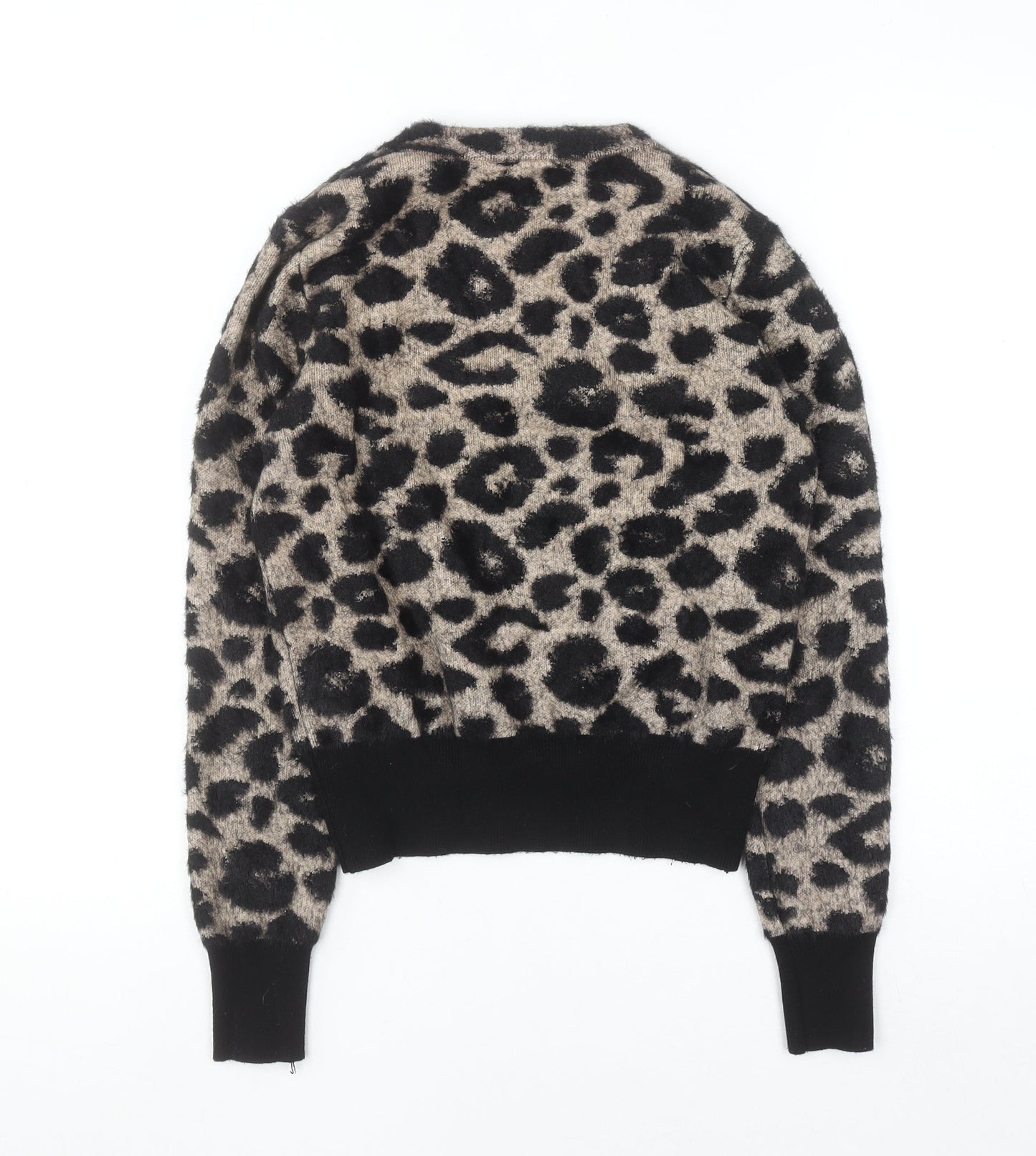 ZARA Women Beige Leopard Print Knit Jumper Size S