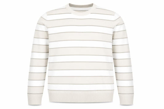 Marks & Spencer Men’s Beige Striped Crew Neck Acrylic Jumper Size L