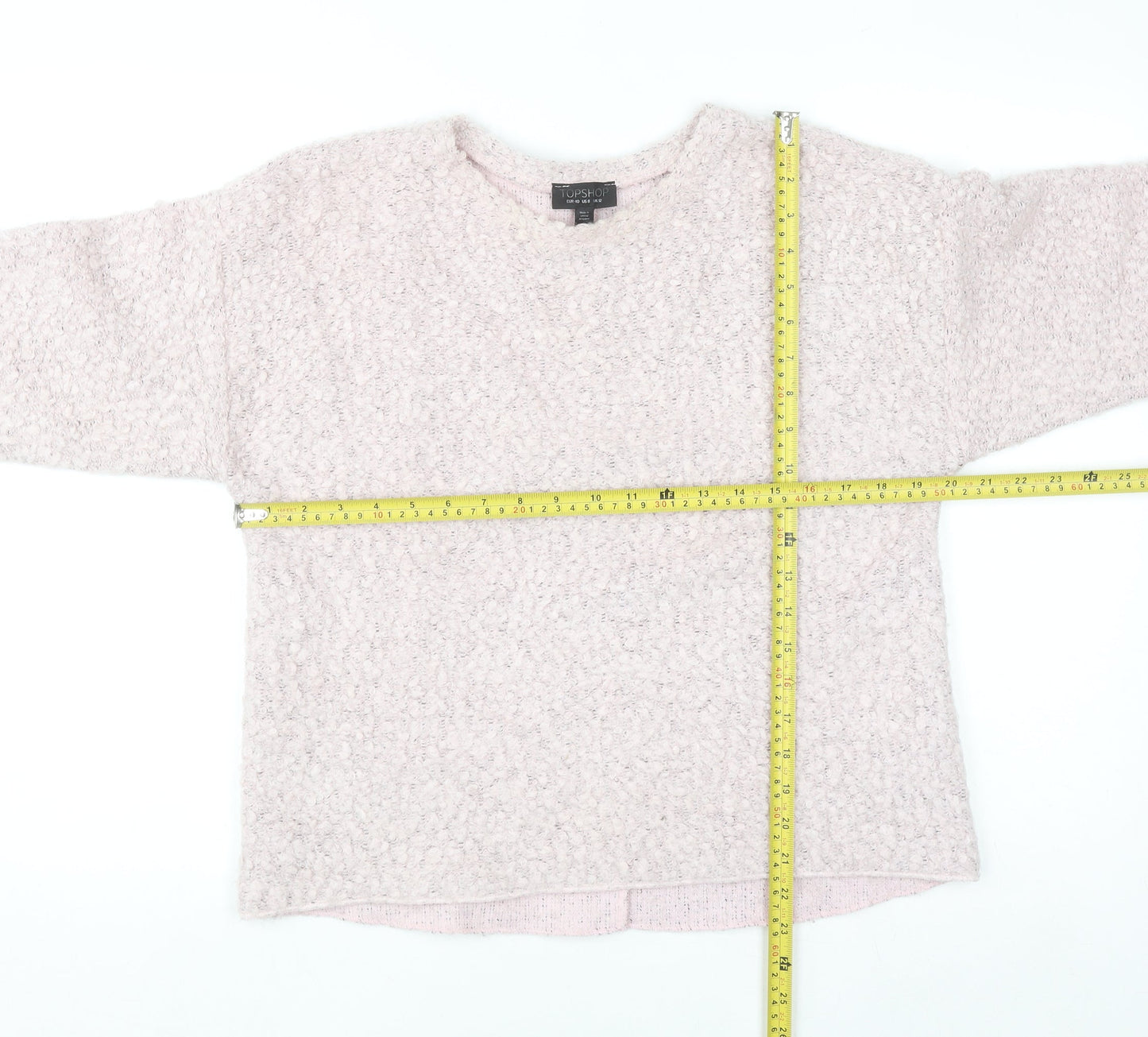 Topshop Women Pink UK 12 Chunky Knit Pullover Jumper