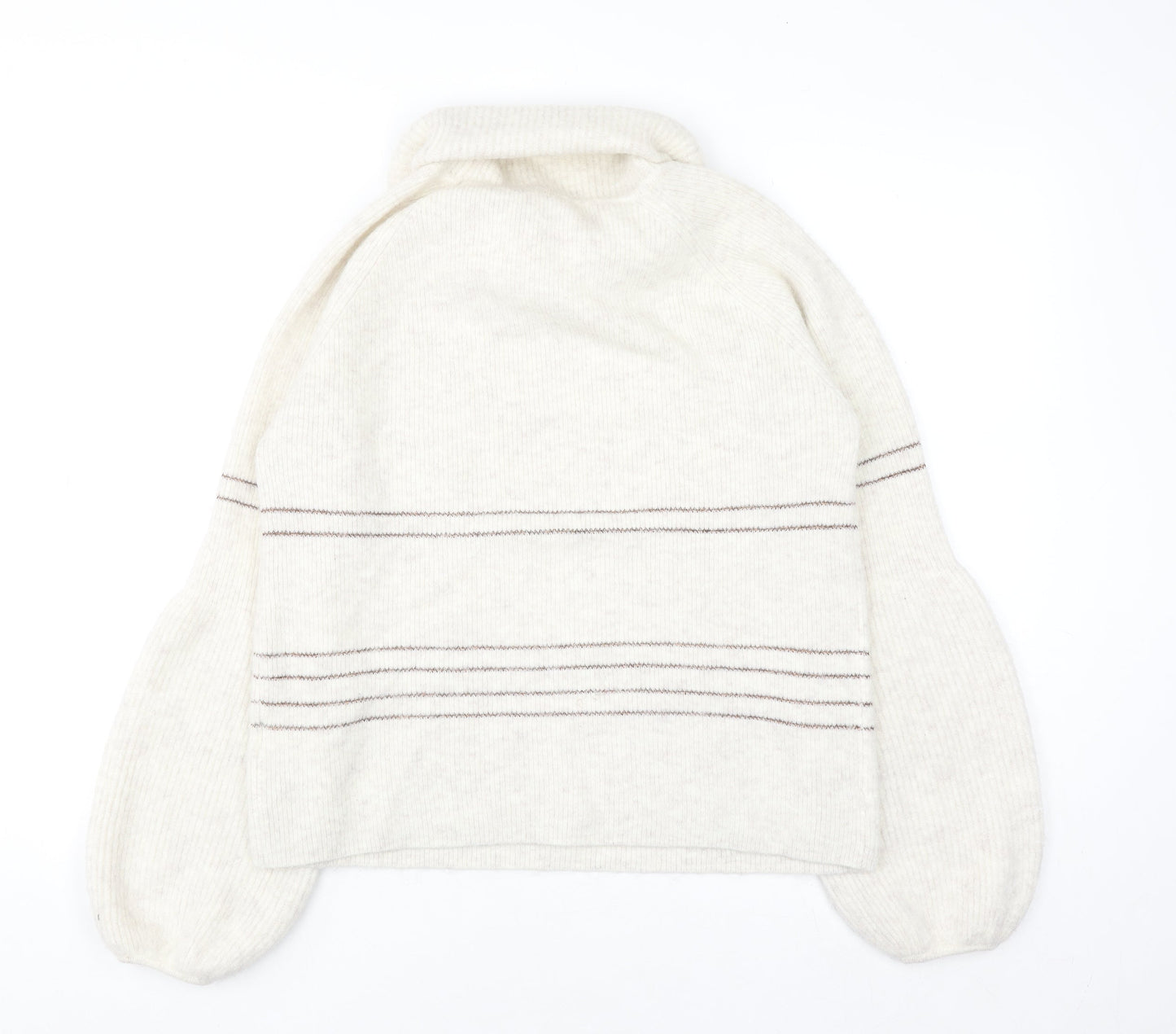 AND/OR Women’s Ivory Roll Neck Striped Knit Jumper Size 8