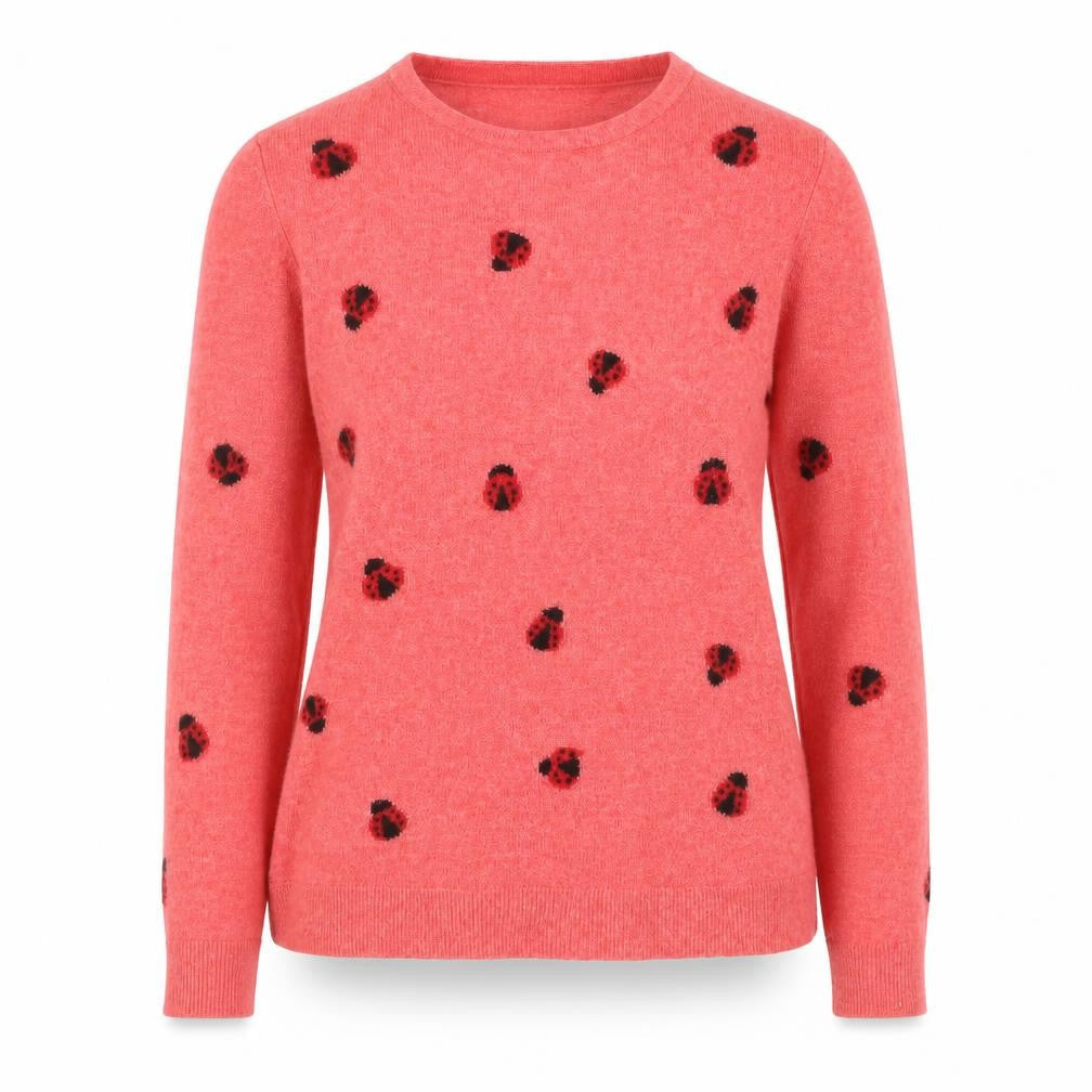 Heyton Womens Pink Ladybird Wool Blend Jumper Size 12