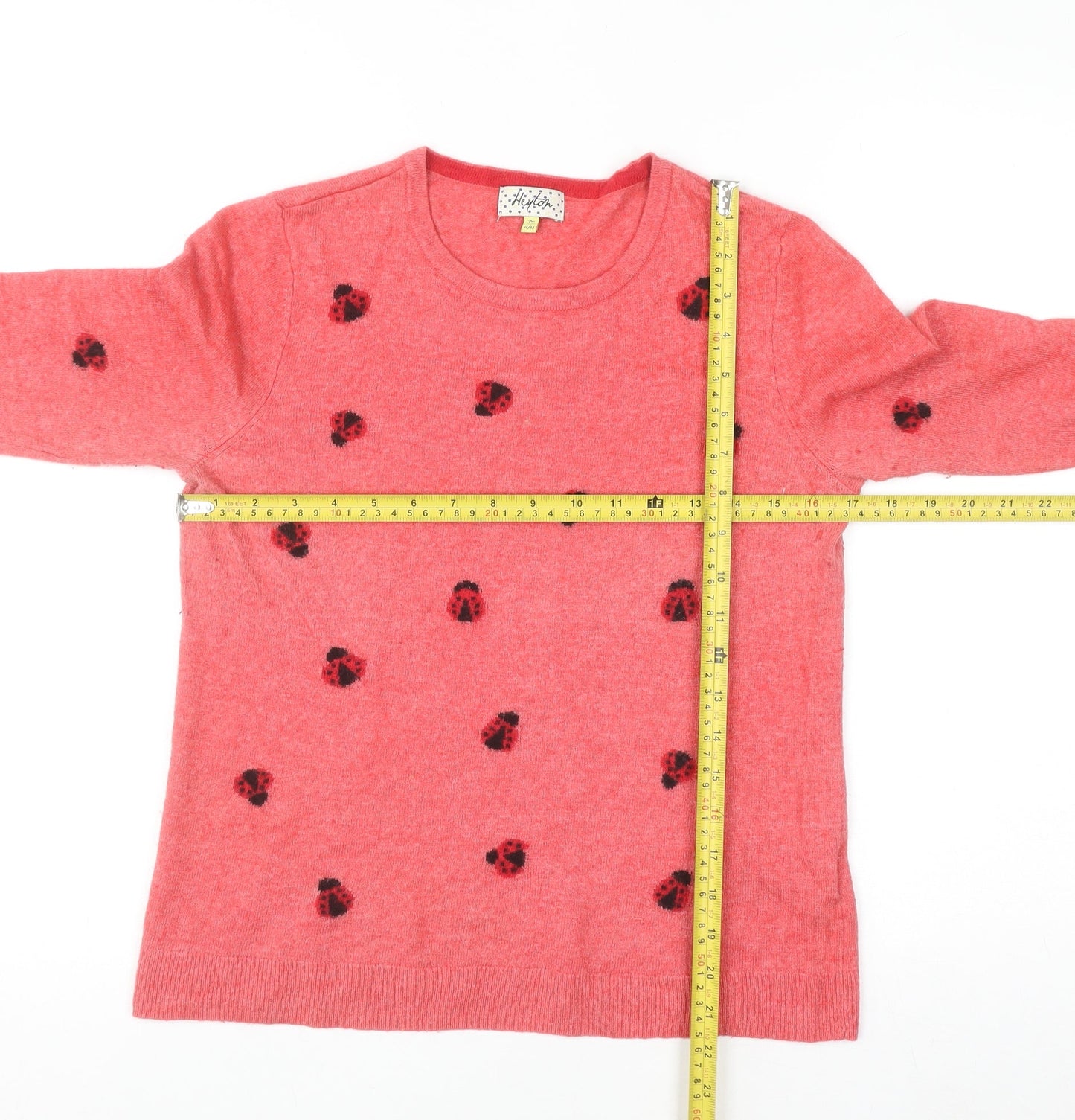 Heyton Womens Pink Ladybird Wool Blend Jumper Size 12