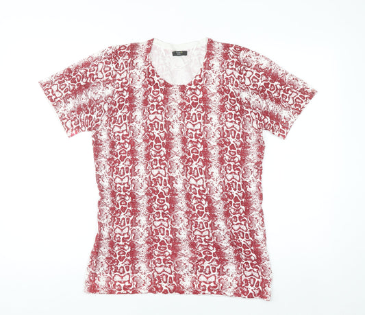 Happy D by Damart Womens Red Animal Print Viscose T-Shirt Size 14/16