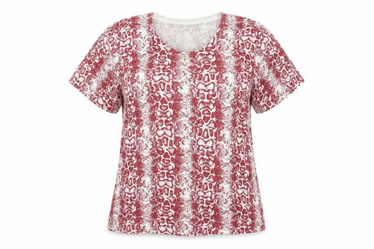 Happy D by Damart Womens Red Animal Print Viscose T-Shirt Size 14/16