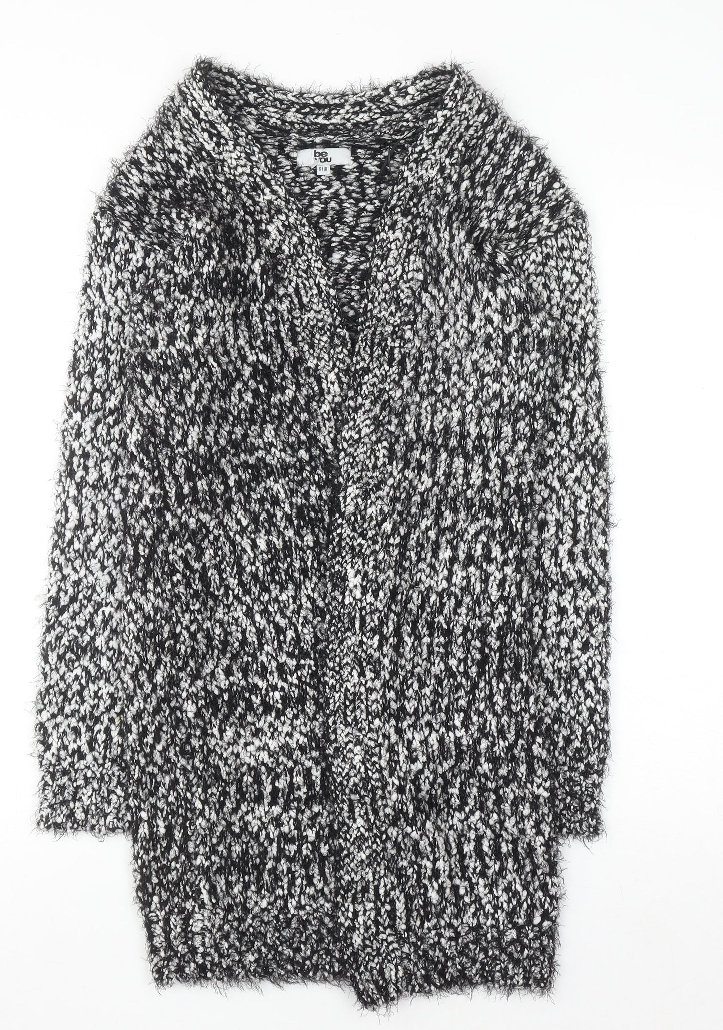 Be You Women’s Black White Chunky Knit Open Cardigan Size 8-10